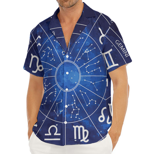 Zodiac Signs Wheel Print Men's Deep V-Neck Shirt