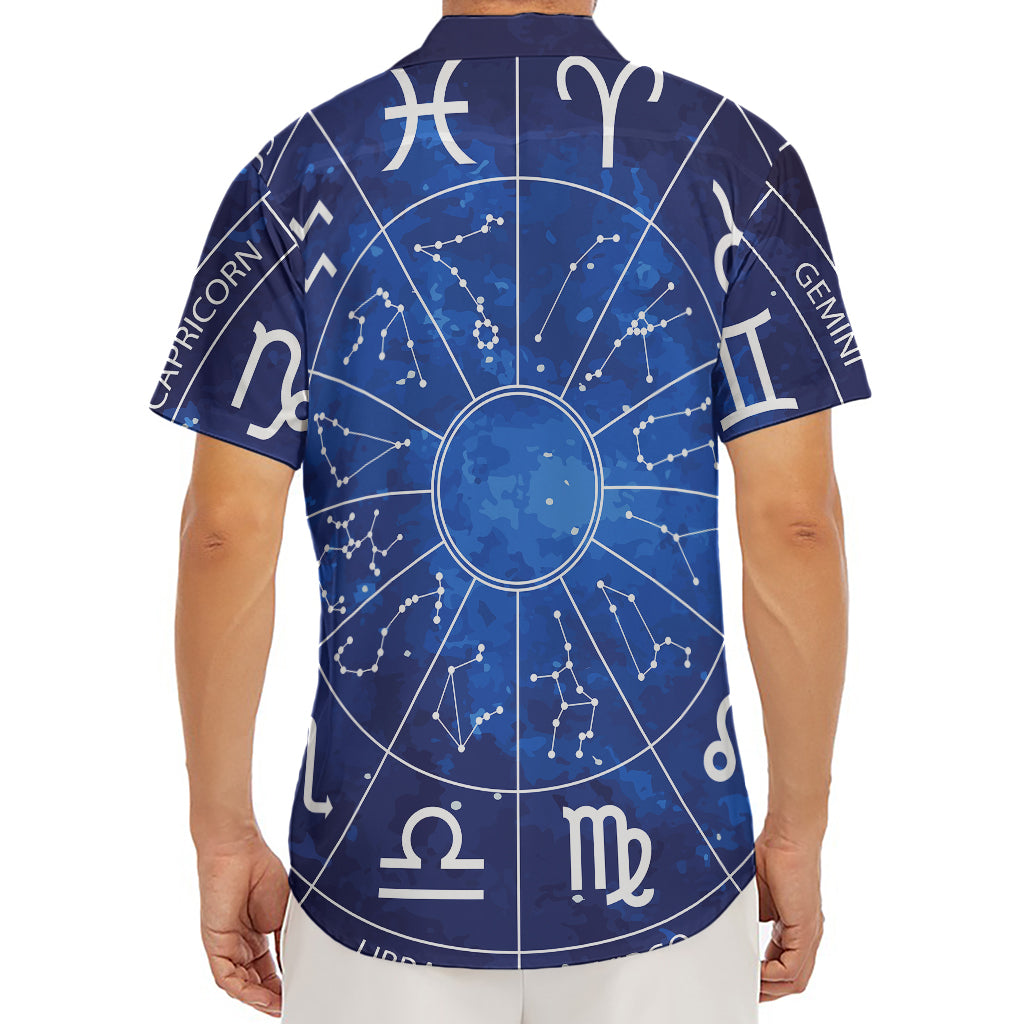 Zodiac Signs Wheel Print Men's Deep V-Neck Shirt