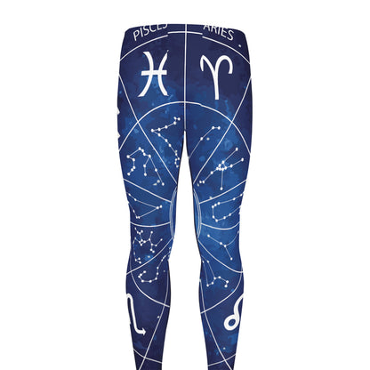 Zodiac Signs Wheel Print Men's leggings