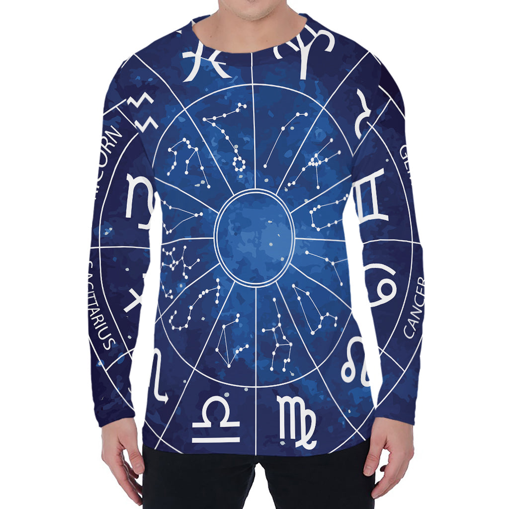 Zodiac Signs Wheel Print Men's Long Sleeve T-Shirt