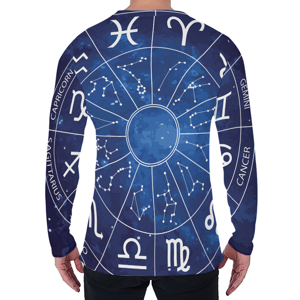 Zodiac Signs Wheel Print Men's Long Sleeve T-Shirt