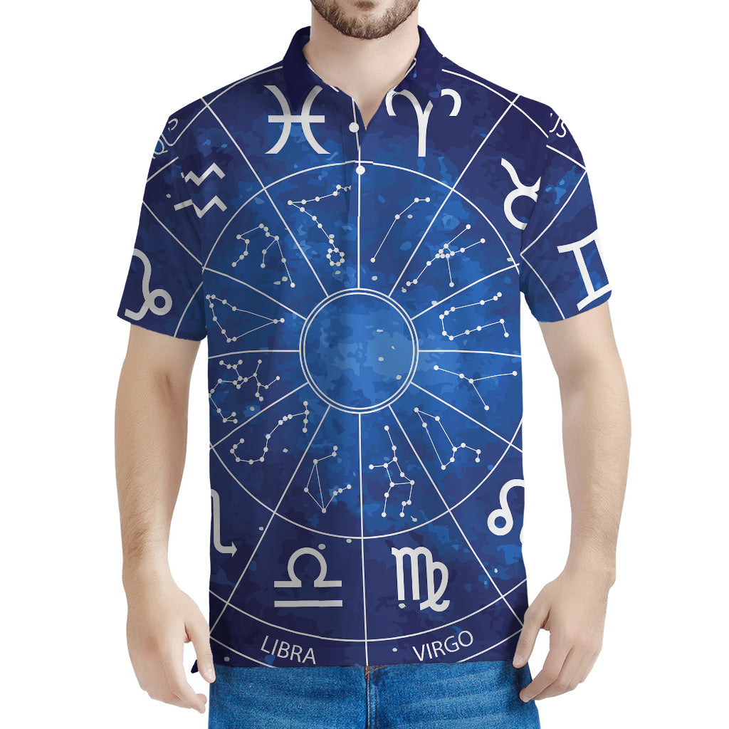 Zodiac Signs Wheel Print Men's Polo Shirt