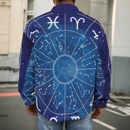 Zodiac Signs Wheel Print Men's Shirt Jacket