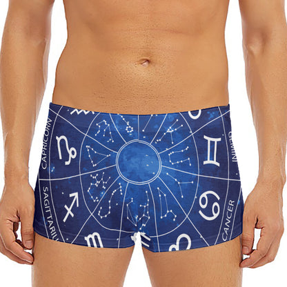 Zodiac Signs Wheel Print Men's Short Boxer Briefs