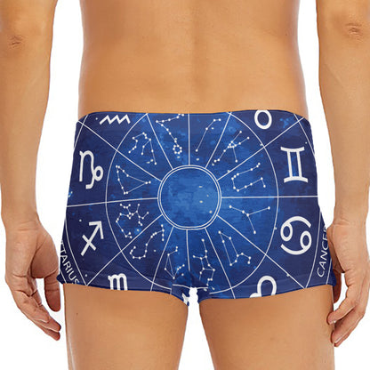 Zodiac Signs Wheel Print Men's Short Boxer Briefs