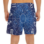 Zodiac Signs Wheel Print Men's Split Running Shorts