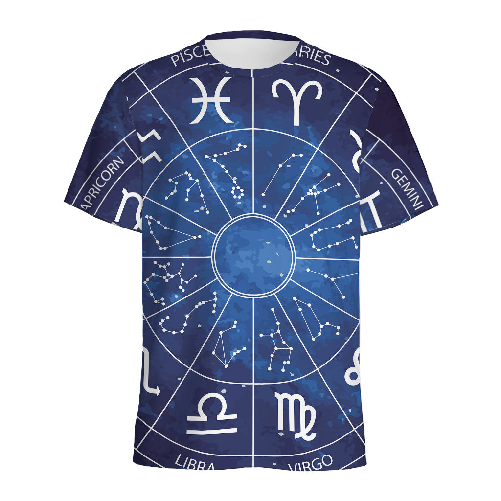 Zodiac Signs Wheel Print Men's Sports T-Shirt