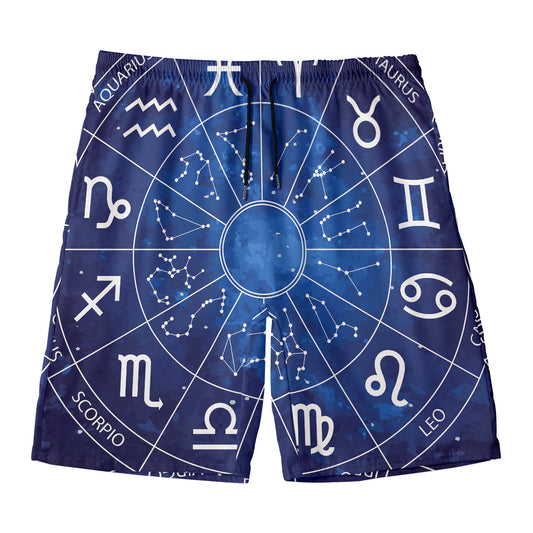 Zodiac Signs Wheel Print Men's Swim Trunks