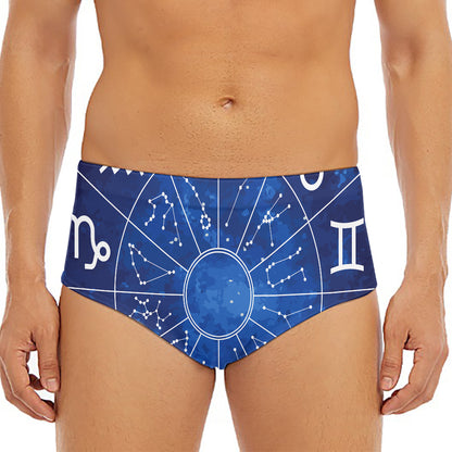 Zodiac Signs Wheel Print Men's Triangle Swim Briefs