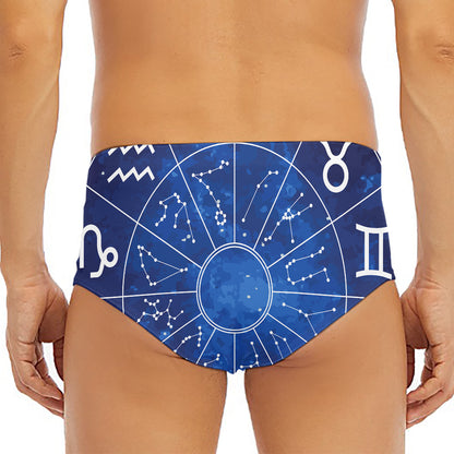 Zodiac Signs Wheel Print Men's Triangle Swim Briefs