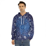 Zodiac Signs Wheel Print Men's Velvet Pullover Hoodie