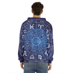 Zodiac Signs Wheel Print Men's Velvet Pullover Hoodie