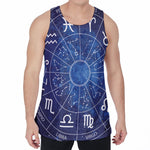 Zodiac Signs Wheel Print Men's Velvet Tank Top