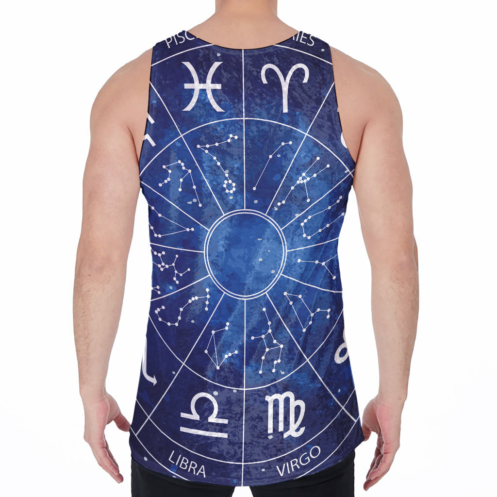 Zodiac Signs Wheel Print Men's Velvet Tank Top