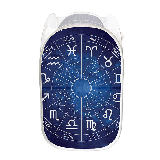 Zodiac Signs Wheel Print Mesh Laundry Hamper
