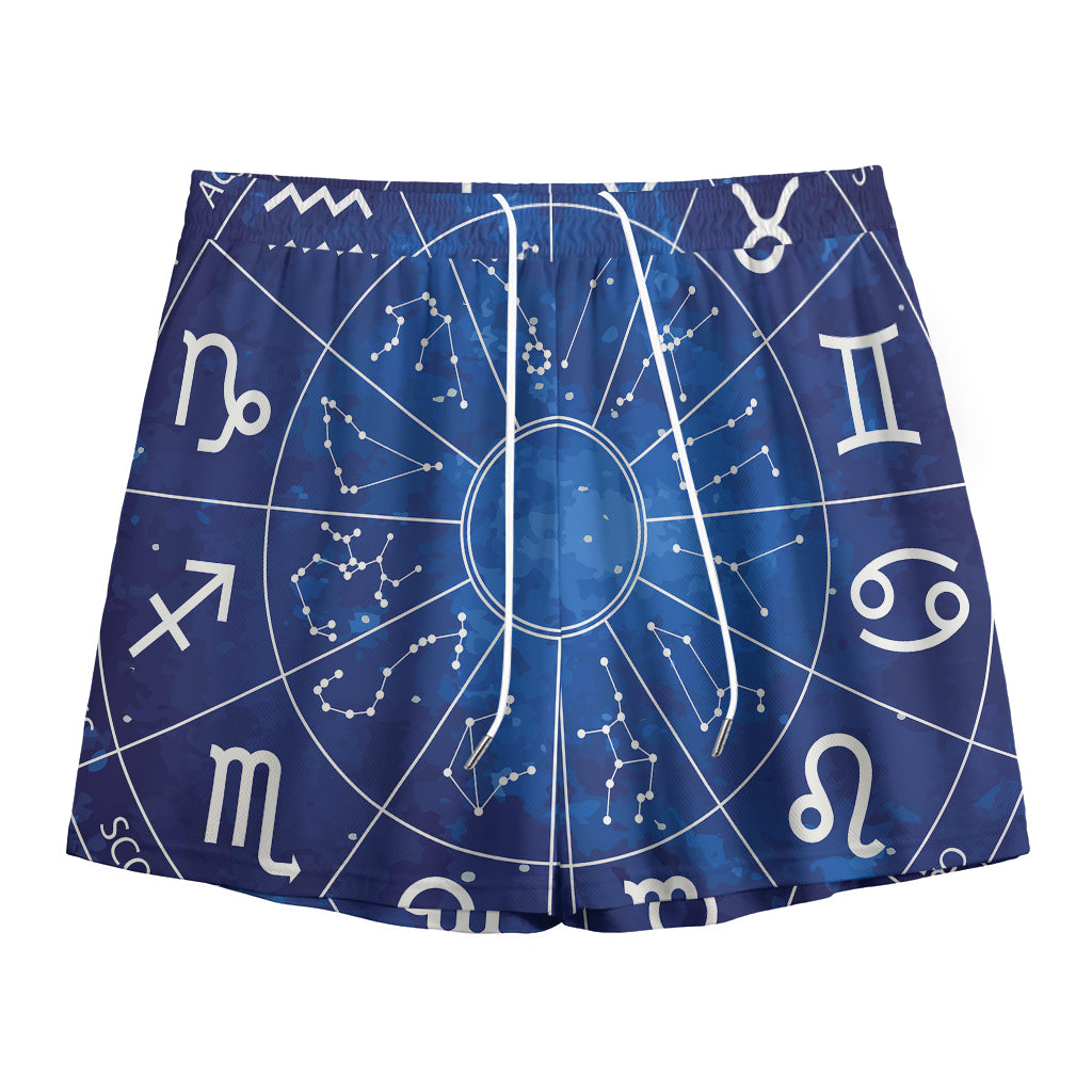 Zodiac Signs Wheel Print Mesh Shorts