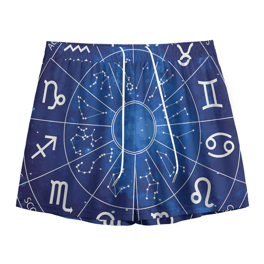 Zodiac Signs Wheel Print Mesh Shorts