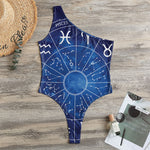 Zodiac Signs Wheel Print One Shoulder Bodysuit