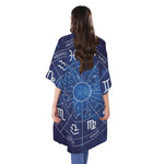 Zodiac Signs Wheel Print Open Front Beach Cover Up