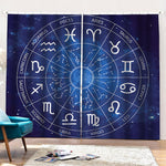 Zodiac Signs Wheel Print Pencil Pleat Curtains