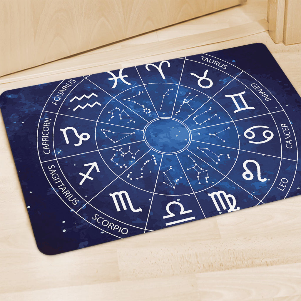 Zodiac Signs Wheel Print Polyester Doormat