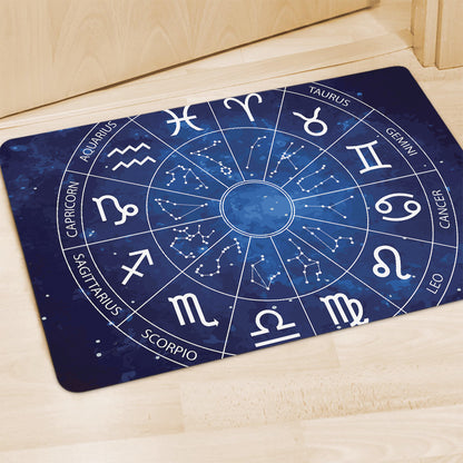 Zodiac Signs Wheel Print Polyester Doormat