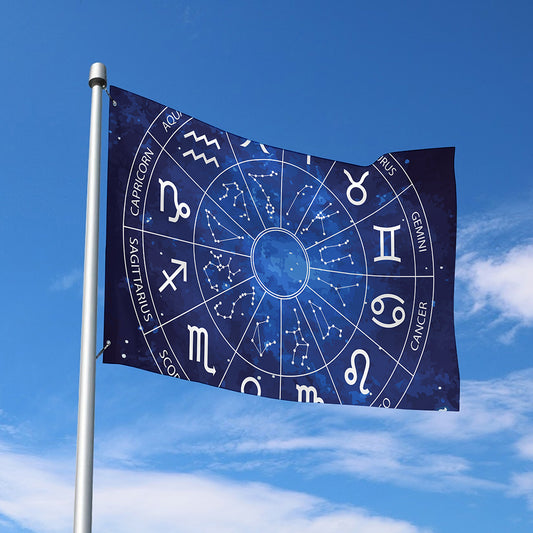 Zodiac Signs Wheel Print Polyester Flag