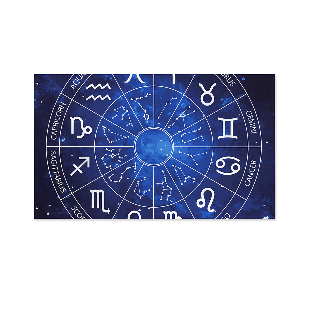Zodiac Signs Wheel Print Polyester Flag