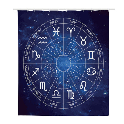 Zodiac Signs Wheel Print Polyester Shower Curtain