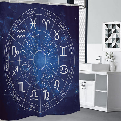 Zodiac Signs Wheel Print Premium Shower Curtain
