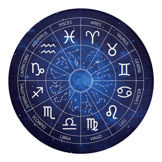 Zodiac Signs Wheel Print Round Blanket