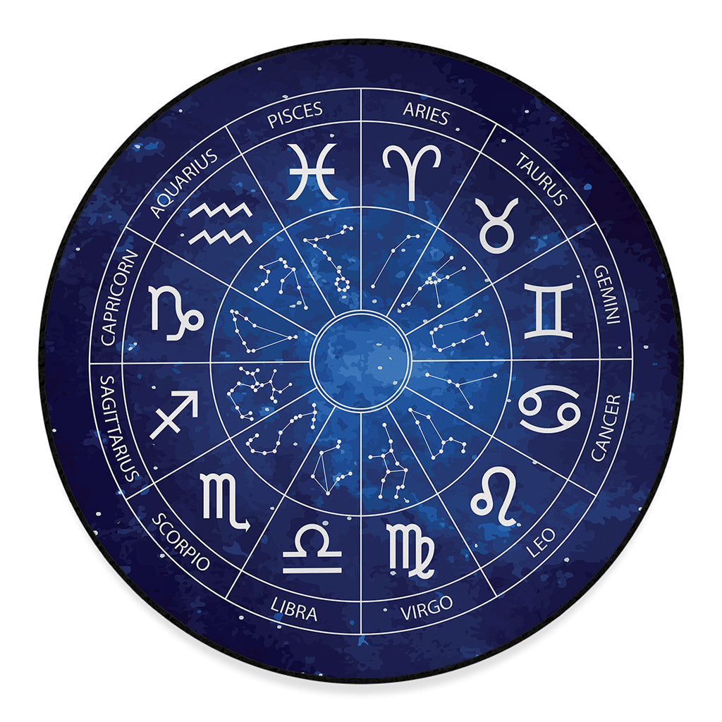 Zodiac Signs Wheel Print Round Floor Mat