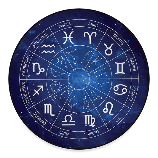Zodiac Signs Wheel Print Round Floor Mat