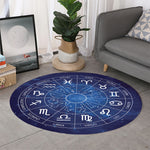 Zodiac Signs Wheel Print Round Rug