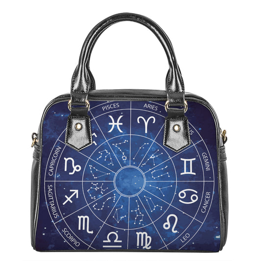 Zodiac Signs Wheel Print Shoulder Handbag