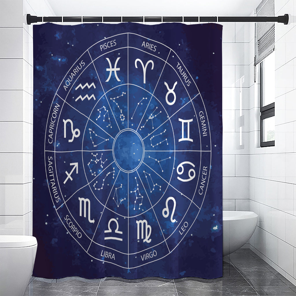 Zodiac Signs Wheel Print Shower Curtain