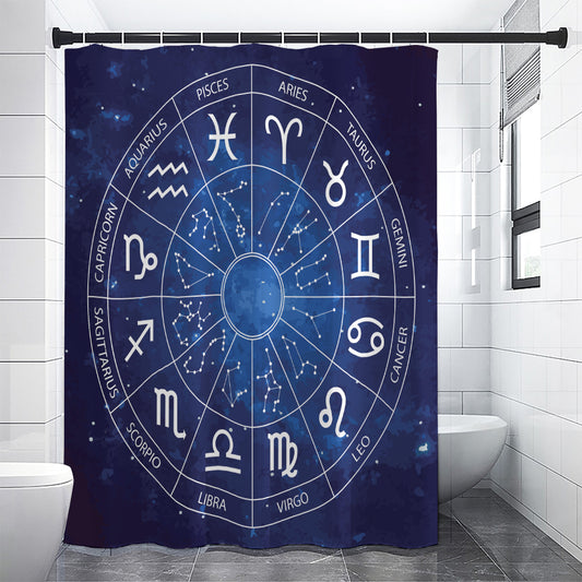 Zodiac Signs Wheel Print Shower Curtain