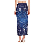 Zodiac Signs Wheel Print Side Slit Maxi Skirt