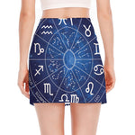 Zodiac Signs Wheel Print Side Slit Mini Skirt