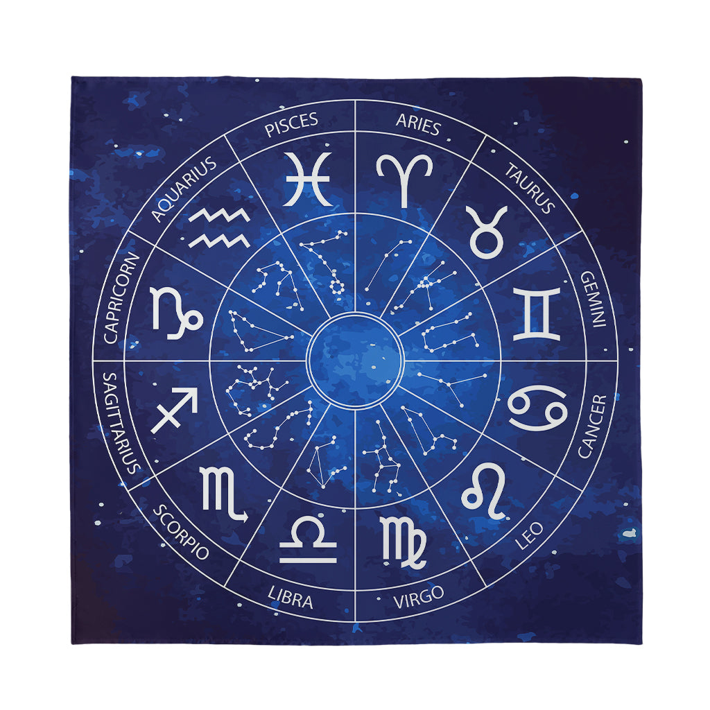 Zodiac Signs Wheel Print Silk Bandana