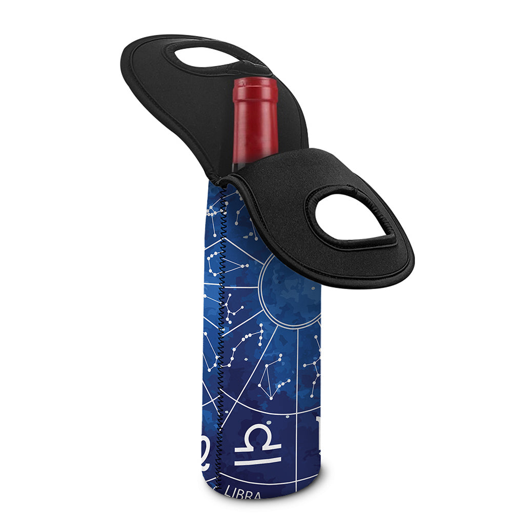 Zodiac Signs Wheel Print Single Neoprene Wine Tote