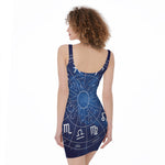 Zodiac Signs Wheel Print Sleeveless Bodycon Dress