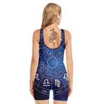 Zodiac Signs Wheel Print Sleeveless One Piece Swimsuit