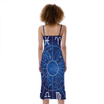 Zodiac Signs Wheel Print Slim Fit Midi Cami Dress