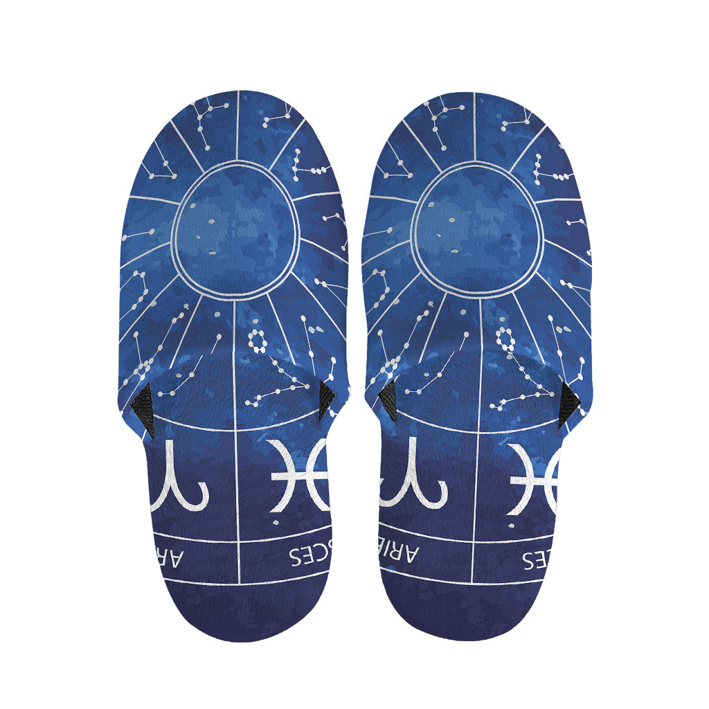 Zodiac Signs Wheel Print Slippers