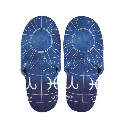 Zodiac Signs Wheel Print Slippers