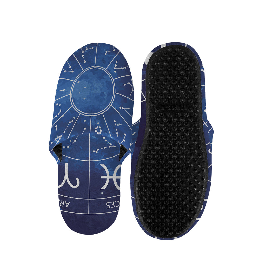 Zodiac Signs Wheel Print Slippers