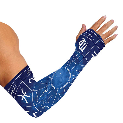 Zodiac Signs Wheel Print Sun Protection Arm Sleeves