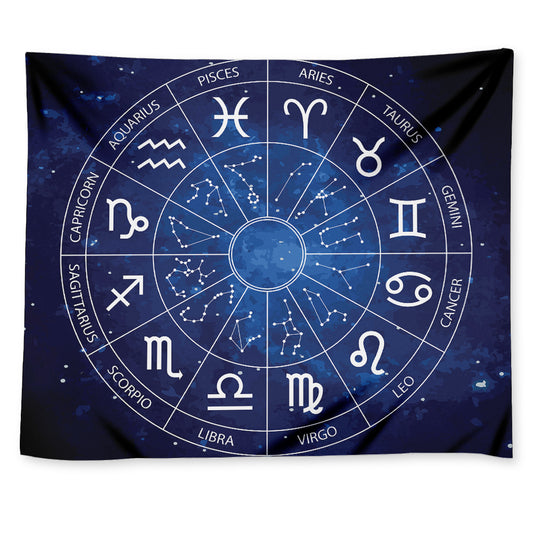 Zodiac Signs Wheel Print Tapestry