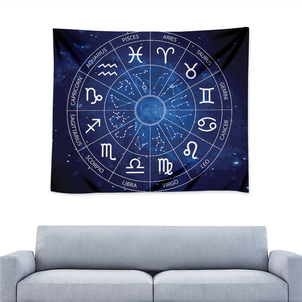 Zodiac Signs Wheel Print Tapestry